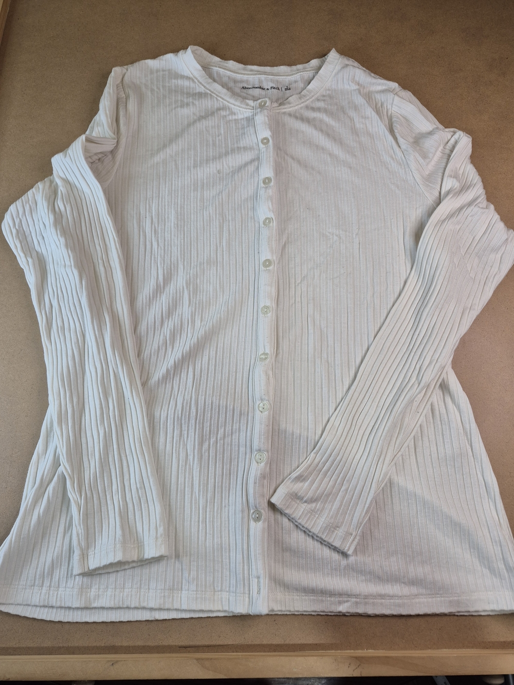 Abercrombie & Fitch Cream Ribbed Henley Top